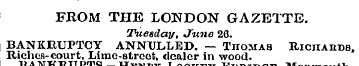 FROM THE LONDON GAZETTE. Tuesday, June 2...