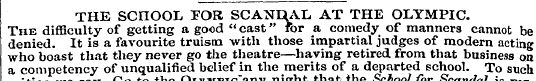 THE SCHOOL POR SCANEtAL. AT THE OLYMPIC....