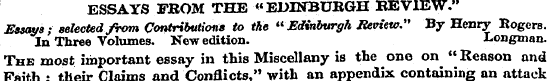 ESSAYS FROM THE "EDINBURGH REVIEW." Essa...