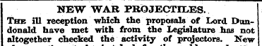 NEW WAR PROJECTILES. The ill reception w...