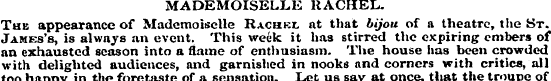 MADEMOISELLE RACHEL. Tub appearance of M...