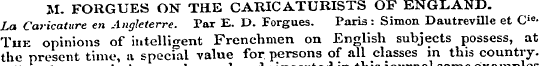 M. FORGUES ON THE CARICATURISTS OF ENGLA...