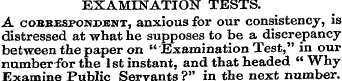EXAMINATION TESTS. A cobbespondbnt, anxi...