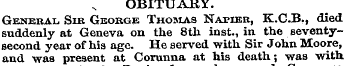 OBITUARY. General Sir George Thomas Napi...