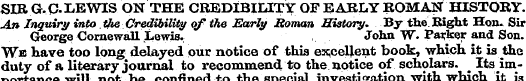 SIR G.Q. LEWIS ON THE CREDIBILITY OF EAR...