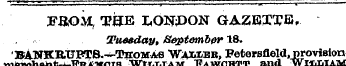 F & OM , THE LONDON GAZETTE, Tuesday, Se...