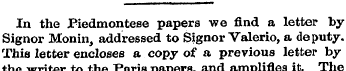 In the Piedmontese papers we find a lett...