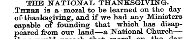 THE NATIONAL THANKSGIVING. There is a mo...