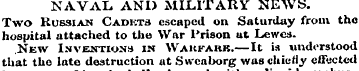NAVAL AND MILITARY NEWS. Two Russian Cad...