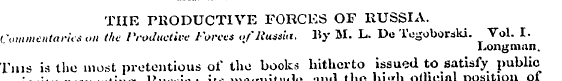 THE PRODUCTIVE FORCES OF RUSSIA. Comment...