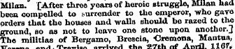 Milan. [After throe years of heroic stru...