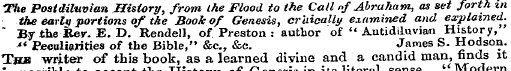 The Postdiluvian History, from the Flood...