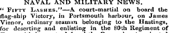 NAVAL AND MILITARY NEWS. " Fifty Lashes....