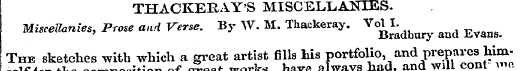 THACKERAY'S MISCELLANIES. MUceBanies, Pr...