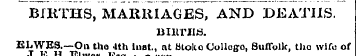BIKTHS, MARRIAGES, AND DEATHS. Biurus. E...