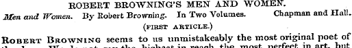 ROBERT BROAVNING'S MEN AND WOMEN. Men an...