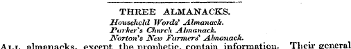 THREE ALMANACKS. Household IVbrds' Alman...