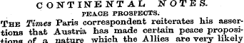 CONTINENTAL NOTES. PEA.CE PROSPECTS. The...
