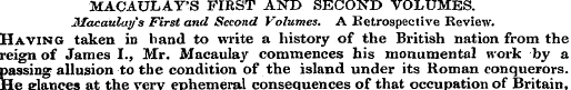 MACAULAY'S FIRST AND SECOND VOLUMES. 31a...