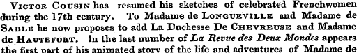 Victor Cousin has resumed his sketches o...