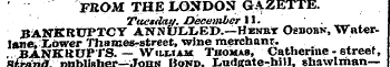 FROM THE LONDON GAZETTE. Tuesday. Decemb...