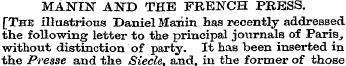 MANIN AND THE FRENCH PRESS. [The illustr...