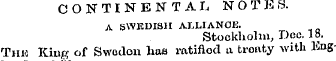 CONTINENTAL NOTES. A SWEDISH ALLIANCE. S...