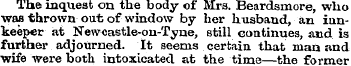 The inquest on the body of Mrs. Beardsmo...