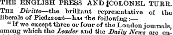 THE ENGLISH PRESS AND IC0LONEL TUBR. The...