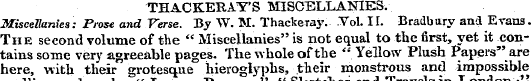 THACKERAY'S MISCELLANIES. Miscellanies: ...