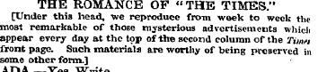 THE ROMANCE OF " THE TIMES." [Under this...