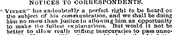 NOTICES TO CORRESPONDENTS. '• Vindex" li...