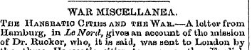 WAR MISCELLANEA. Tub Hansbatio Crarcs an...