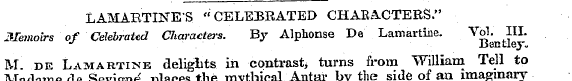 ¦ LAMABTINE'S " CELEBRATED CHAEACTERS." ...