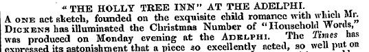 « THE HOLLY TREE INN" AT THE ADELPHI. A ...