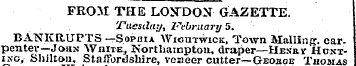 FROM THE LONDON GAZETTE. Tuesday, Februa...