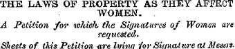 THE LAWS OF PROPERTY AS THEY AFFECT WOME...