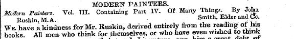 MGDEBN PAINTERS. Modern Painters. Vol. T...
