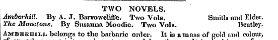 TWO NOVELS, Amberhill. By A. J. Barrowcl...