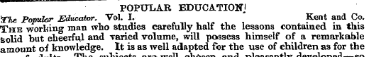 POPULAR EDUCATION! 'The Popular Educator...