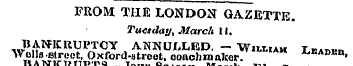 FROM THE LONDON GAZETTE. Tuesday, March ...