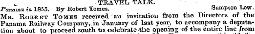 TRAVEL TALK. Panama in 1855. By Robert T...