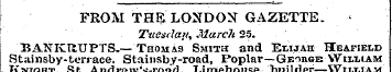 FROM THE LONDON GAZETTE. < Tnesflati, Ma...