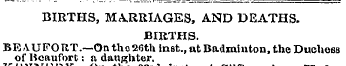 BIRTHS, MARRIAGES, AND DEATHS. BIRTHS. B...