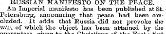 RUSSIAN MANIFESTO ON THE PEACE. An Imper...