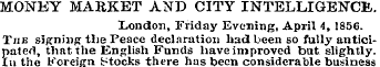 MONEY MARKET AND CITY INTELLIGENCE. Lond...