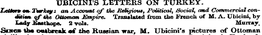 UBICINI'S LETTERS ON TURKEY. LeOot* on, ...