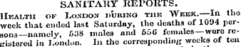 SANITARY REPORTS. Health of London durin...