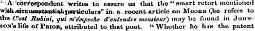 A correspondent writes to assure us that...
