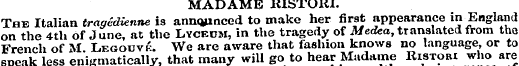 MADAME RISTORI. The Italian tragedienne ...
